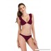 Polkra Womens Plain Bikini Set Swimsuit Flounce Ruched Tops Bathing Suit Winered B071LMVBYB